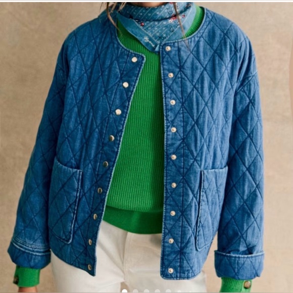 Sezane Jackets & Blazers - Sezane Blue Quilted Kids Jean Jacket